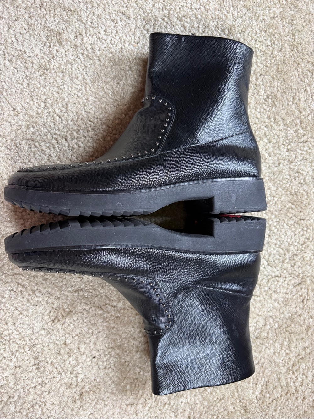 Fitflop Kinbey Black Studded Textured Faux Leather Ankle Boots - Picture 6 of 9